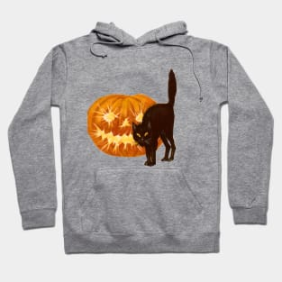 Black Cat and Pumpkin - Vintage Halloween Hoodie